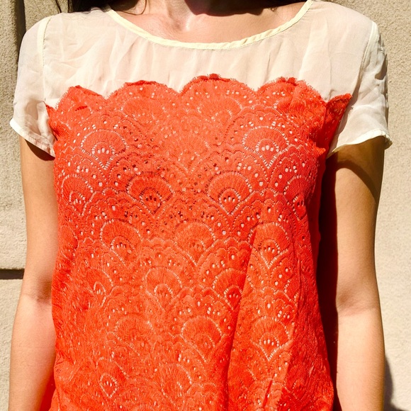 Orange lace blouse Clearance